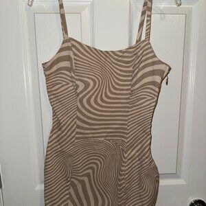 NEW Womens Zebra Print Swirl Design Dress - Tan & White - H&M Divided Brand